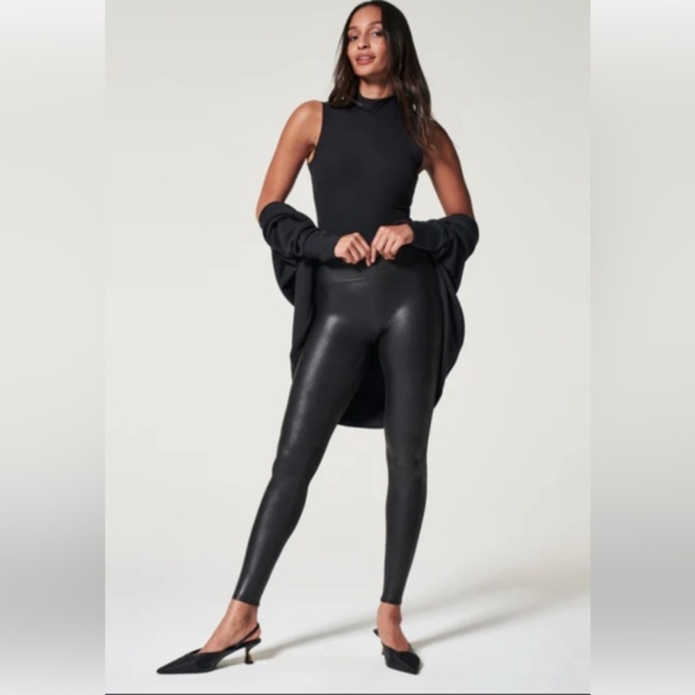 SPANXshape Faux Leather Leggings in Black